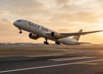 One of Gulf Air's airplane departing from the airport.