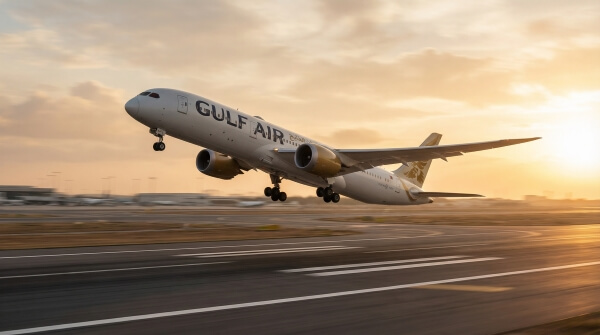 One of Gulf Air's airplane departing from the airport.